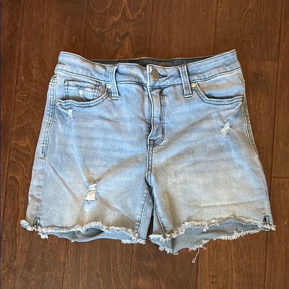 Light Blue Distressed Denim Shorts